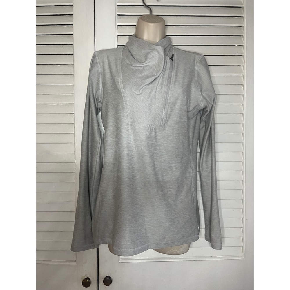 New Balance Womens Grey Heathered Asymmetrical Quarter Zip Pullover Top Size M